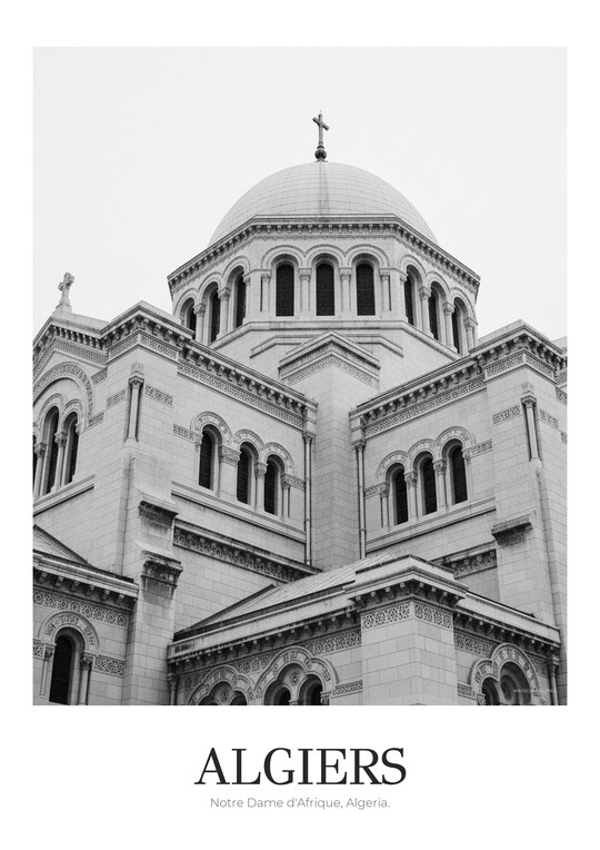 Notre Dame d'Afrique - Black & White Architecture Poster