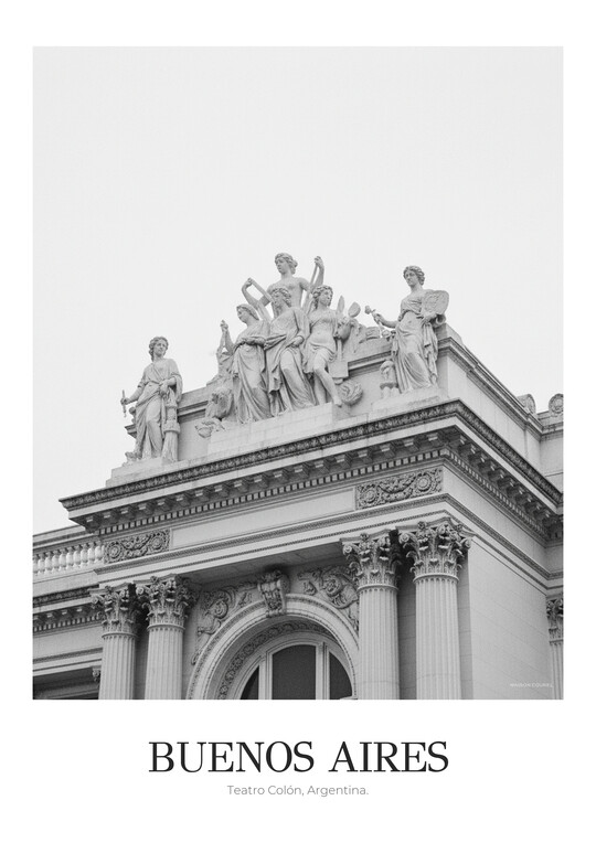 Teatro Colón - Black & White Architecture Poster