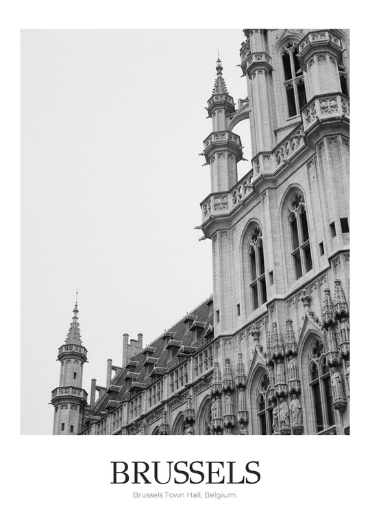 Brussels Town Hall - Black & White Architecture Poster