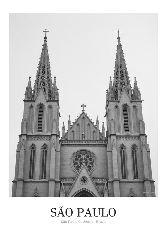 São Paulo Cathedral - Black & White Architecture Poster