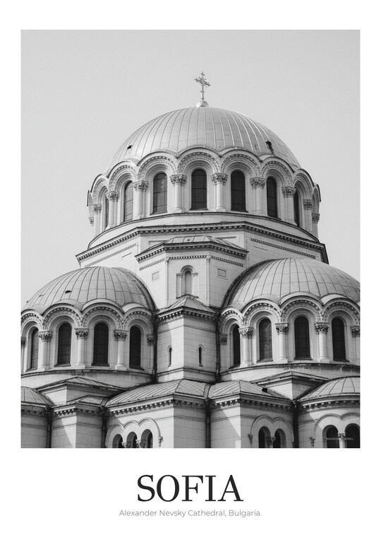 Alexander Nevsky Cathedral - Black & White Architecture Poster