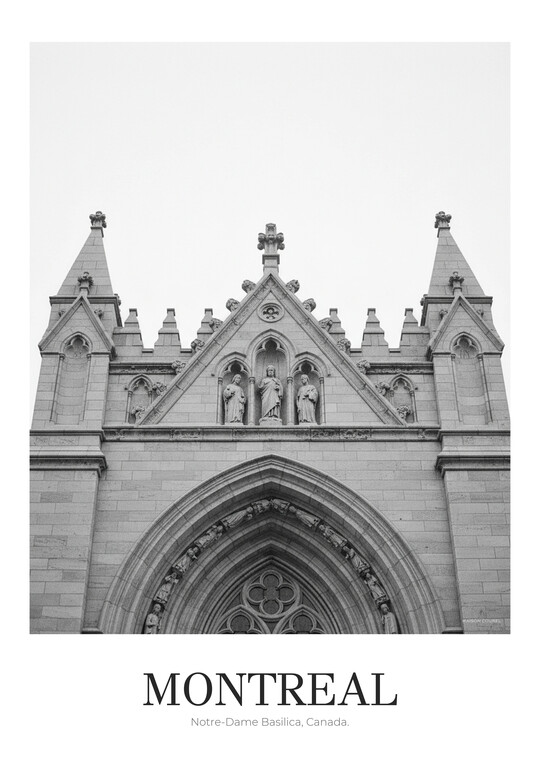 Notre-Dame Basilica - Black & White Architecture Poster