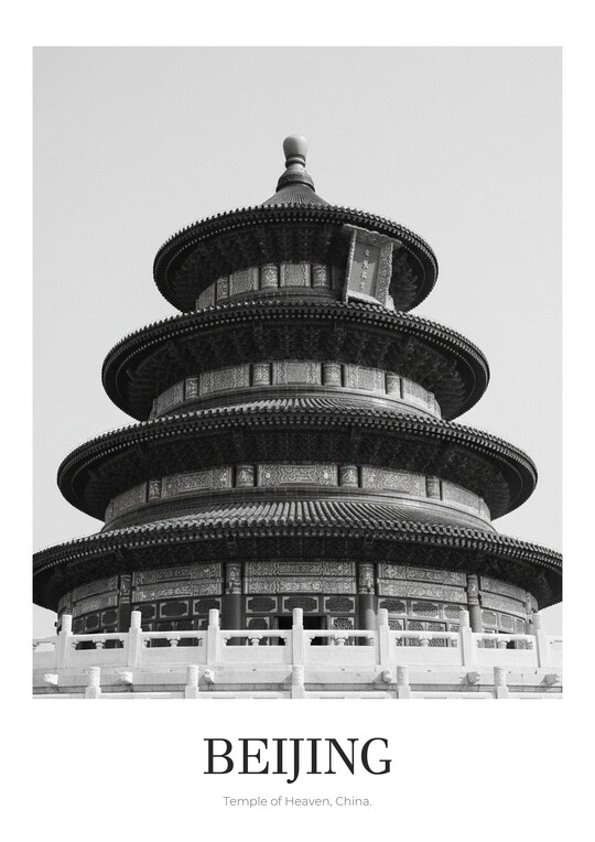 Temple of Heaven - Black & White Architecture Poster
