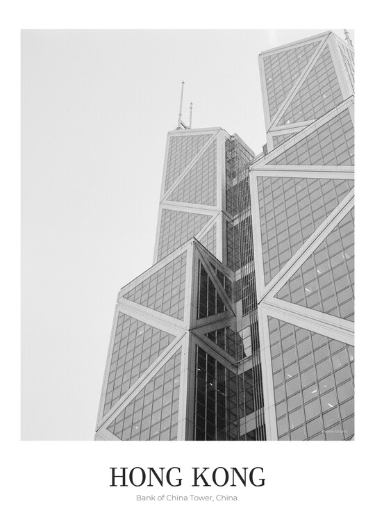 Bank of China Tower - Black & White Architecture Poster