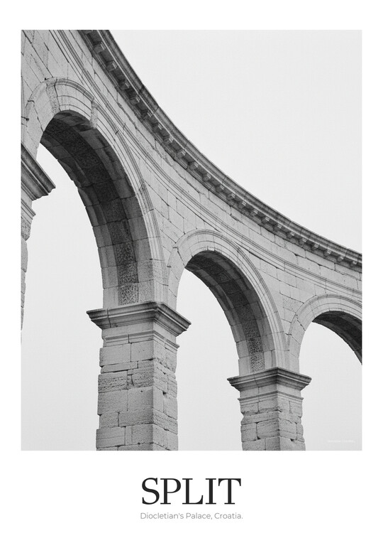 Diocletian's Palace - Black & White Architecture Poster