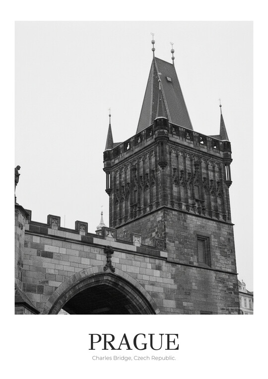 Charles Bridge - Black & White Architecture Poster