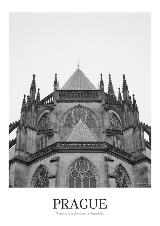 Prague Castle - Black & White Architecture Poster