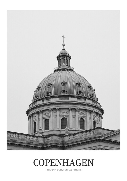 Frederik's Church - Black & White Architecture Poster