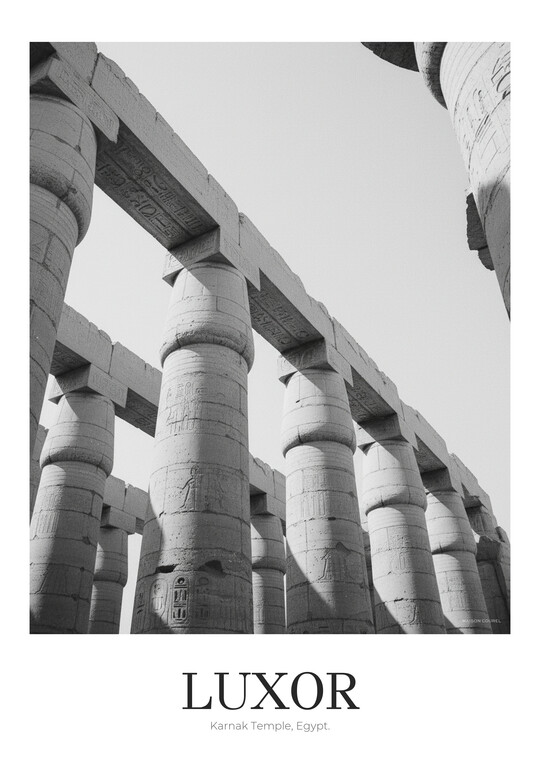 Karnak Temple - Black & White Architecture Poster