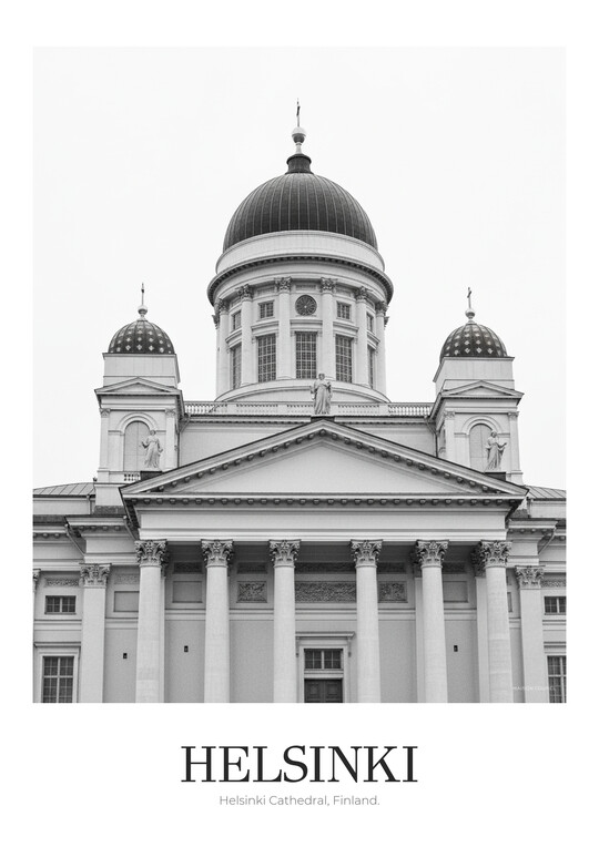 Helsinki Cathedral - Black & White Architecture Poster