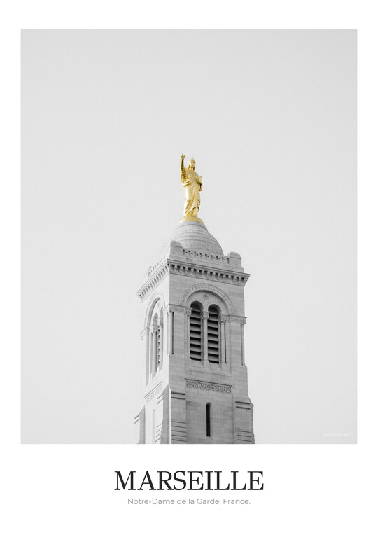 Notre-Dame de la Garde - Black & White Architecture Poster