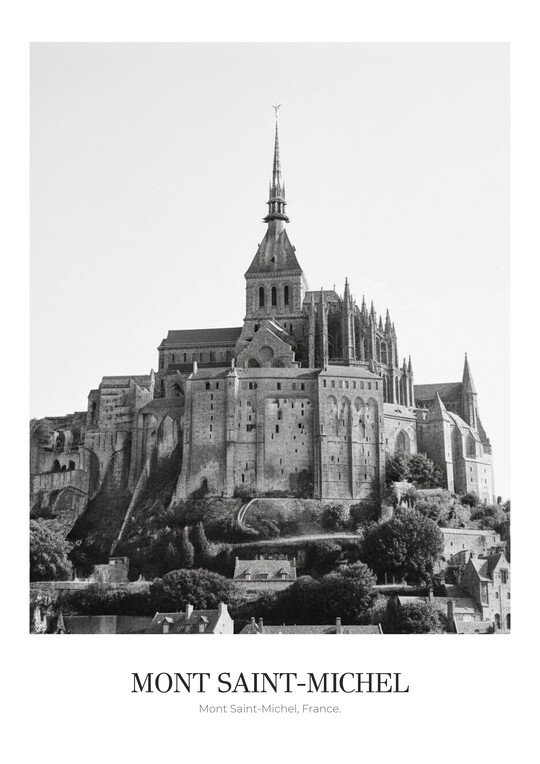 Mont Saint-Michel - Black & White Architecture Poster