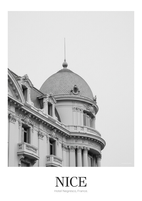 Hotel Negresco - Black & White Architecture Poster