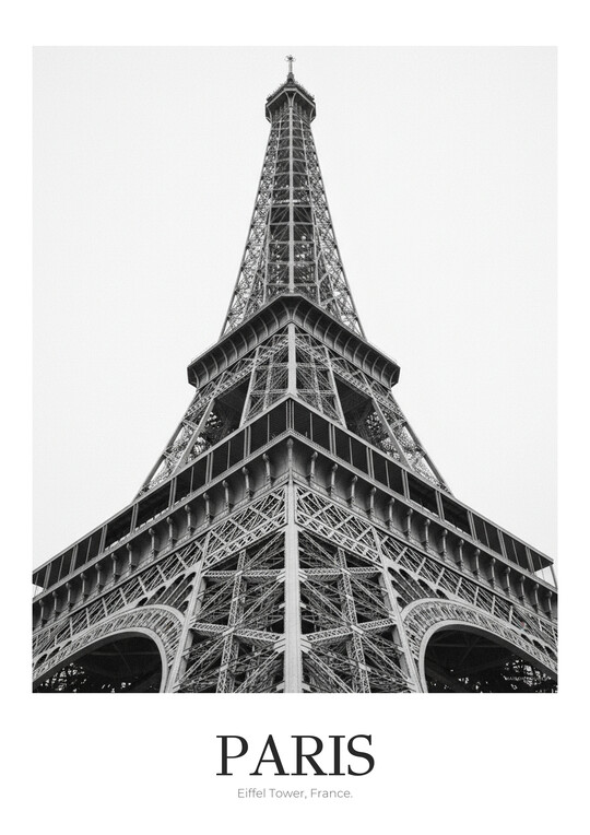 Eiffel Tower - Black & White Architecture Poster