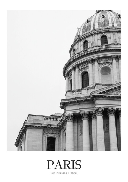 Les Invalides - Black & White Architecture Poster