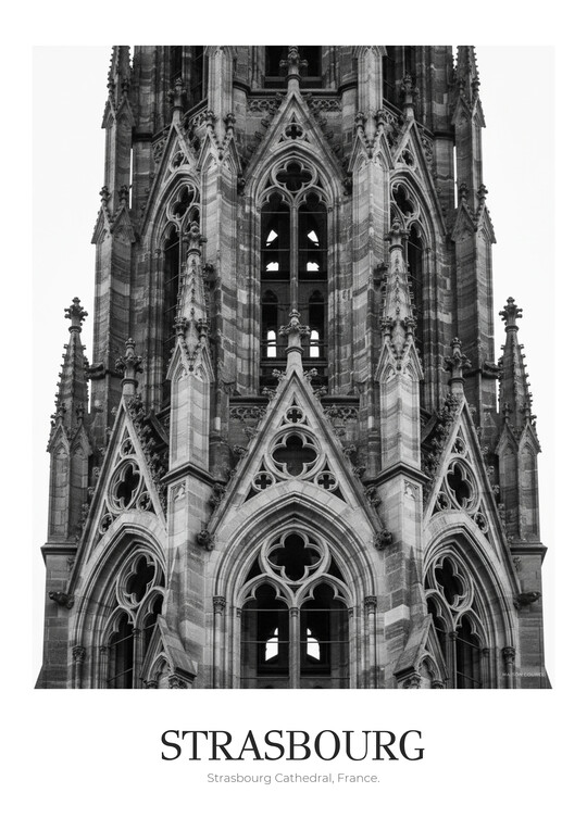 Strasbourg Cathedral - Black & White Architecture Poster