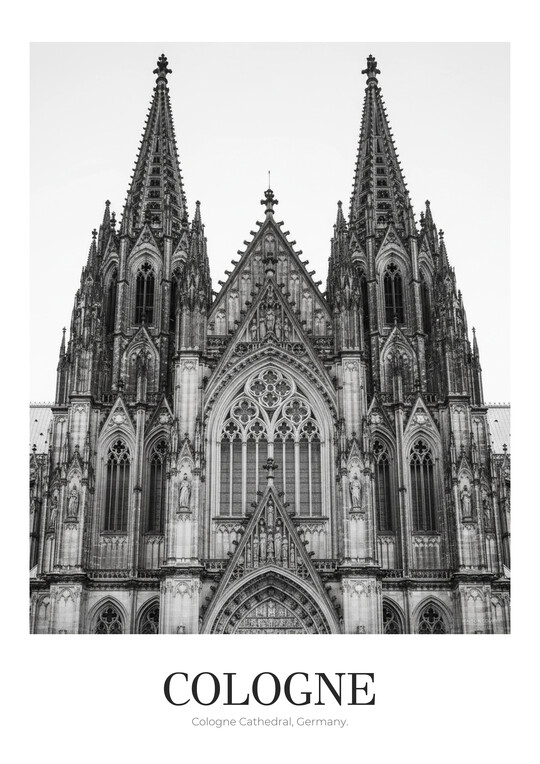 Cologne Cathedral - Black & White Architecture Poster