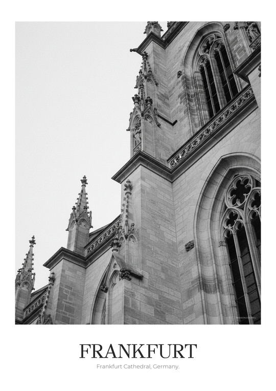 Frankfurt Cathedral - Black & White Architecture Poster