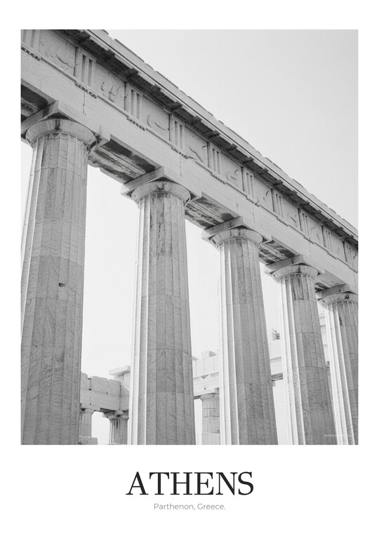 Parthenon - Black & White Architecture Poster