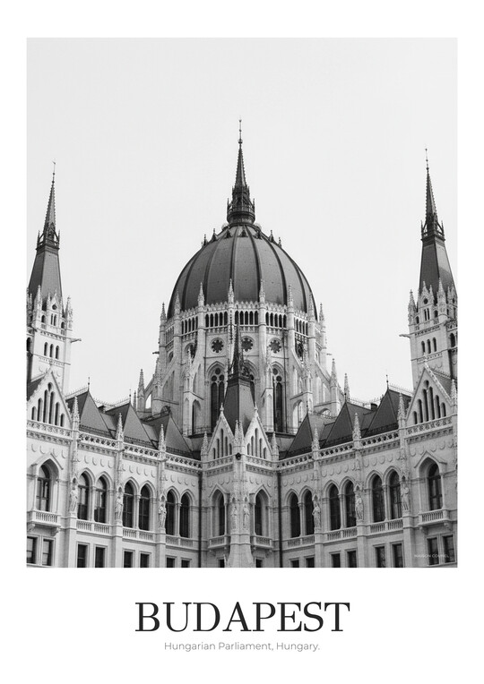 Hungarian Parliament - Black & White Architecture Poster