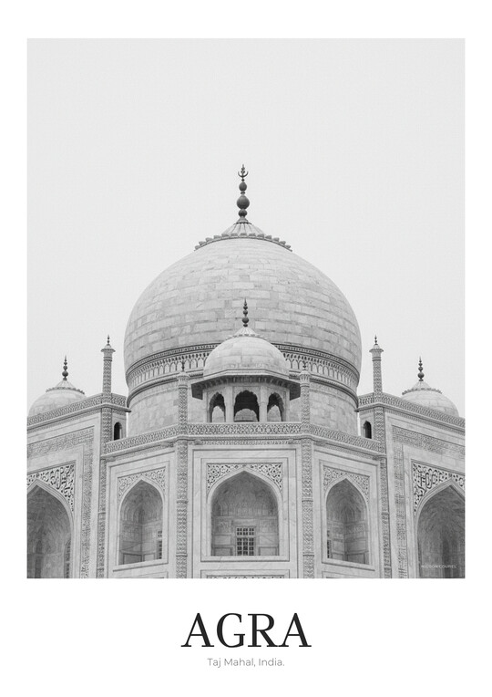 Taj Mahal - Black & White Architecture Poster