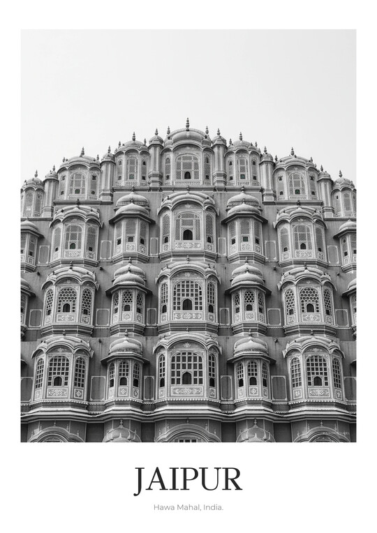 Hawa Mahal - Black & White Architecture Poster