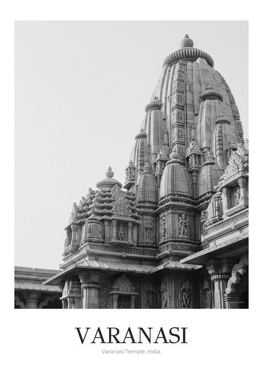 Varanasi Temple - Black & White Architecture Poster
