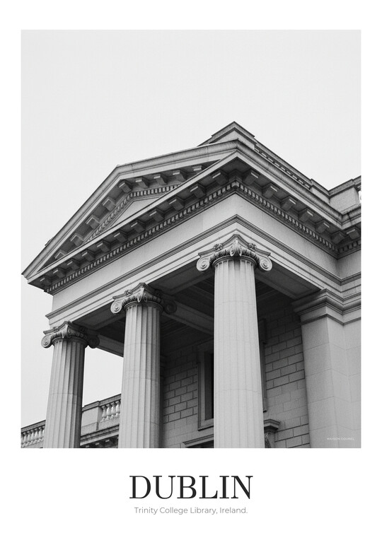 Trinity College Library - Black & White Architecture Poster