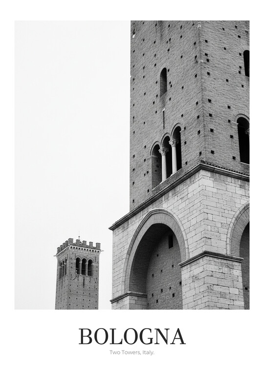 Two Towers - Black & White Architecture Poster