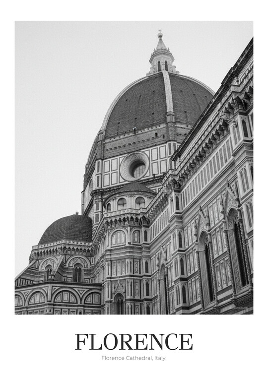 Florence Cathedral - Black & White Architecture Poster