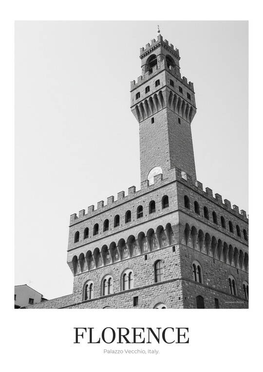 Palazzo Vecchio - Black & White Architecture Poster