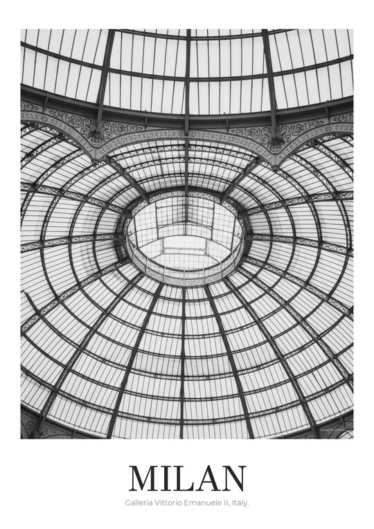 Galleria Vittorio Emanuele II - Black & White Architecture Poster