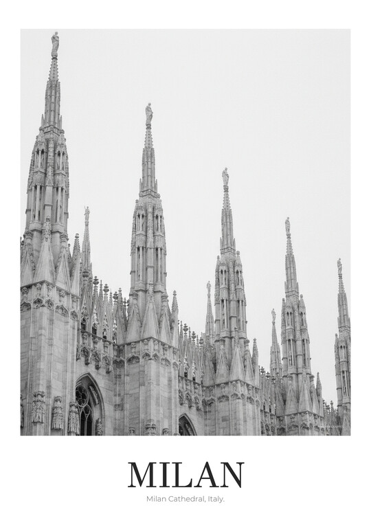 Milan Cathedral - Black & White Architecture Poster