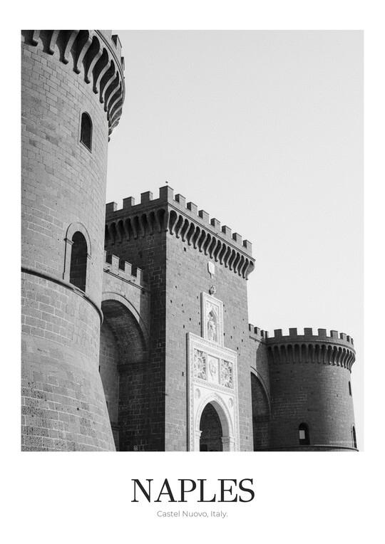 Castel Nuovo - Black & White Architecture Poster