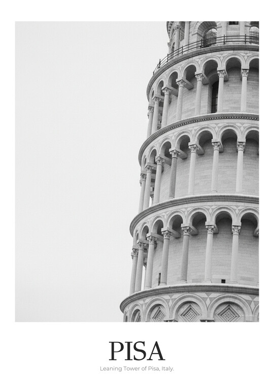 Leaning Tower of Pisa - Black & White Architecture Poster