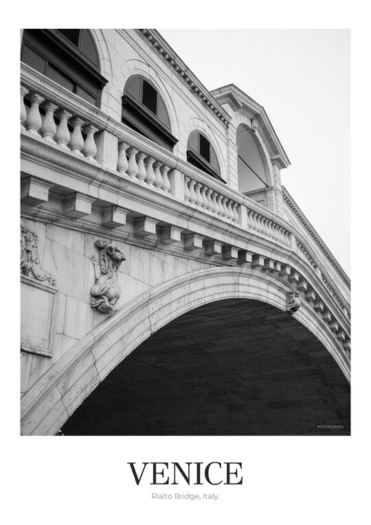 Rialto Bridge - Black & White Architecture Poster