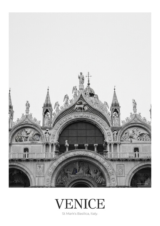 St Mark's Basilica - Black & White Architecture Poster