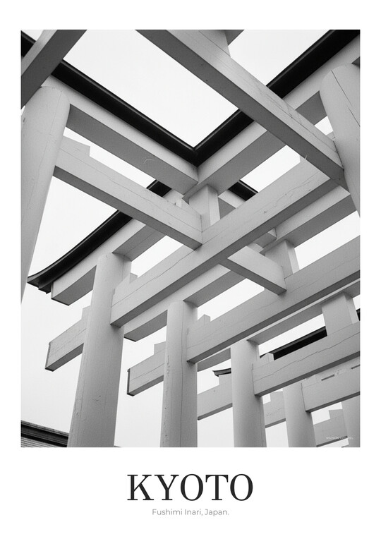 Fushimi Inari - Black & White Architecture Poster