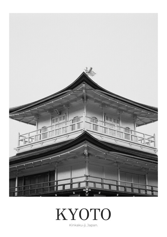 Kinkaku-ji - Black & White Architecture Poster