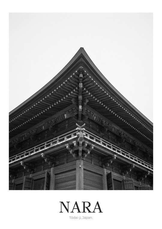 Tōdai-ji - Black & White Architecture Poster