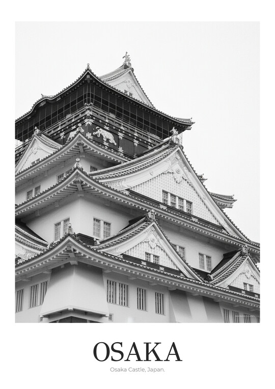 Osaka Castle - Black & White Architecture Poster