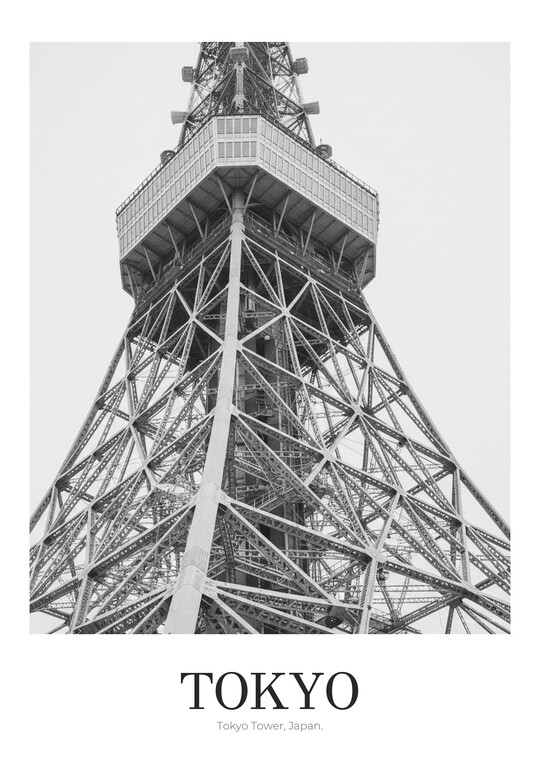 Tokyo Tower - Black & White Architecture Poster