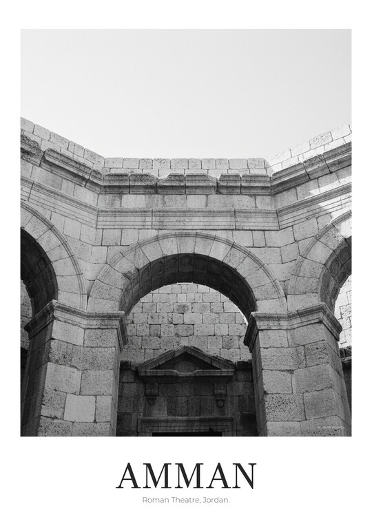 Roman Theatre - Black & White Architecture Poster
