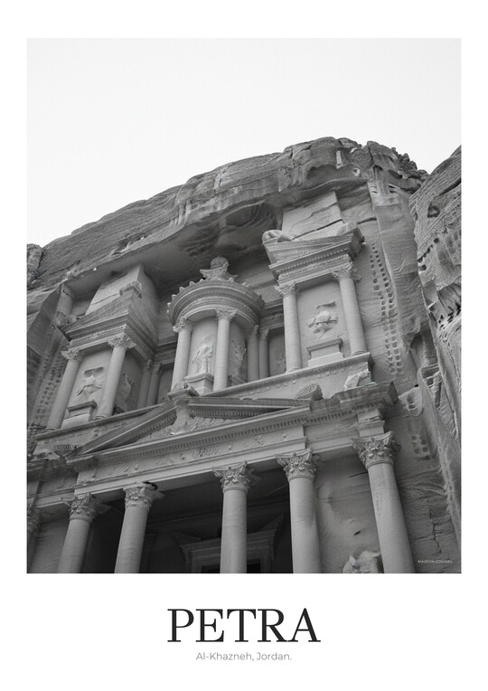 Al-Khazneh - Black & White Architecture Poster