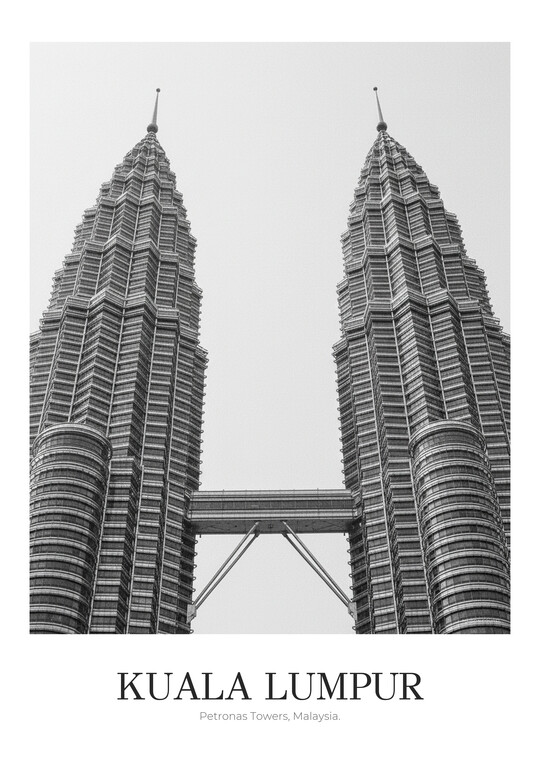 Petronas Towers - Black & White Architecture Poster