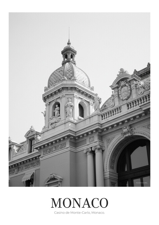 Casino de Monte-Carlo - Black & White Architecture Poster