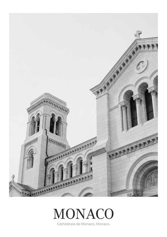 Cathédrale de Monaco - Black & White Architecture Poster