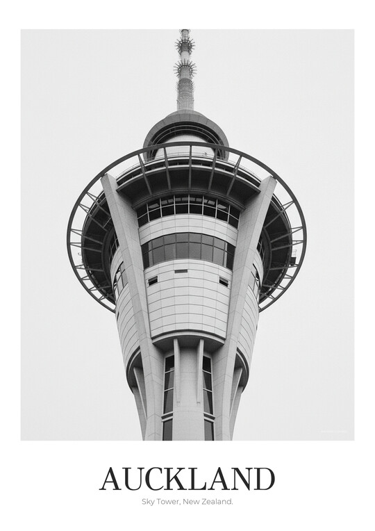 Sky Tower - Black & White Architecture Poster