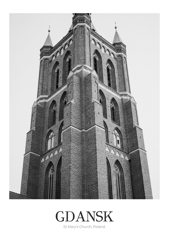 St Mary's Church - Black & White Architecture Poster