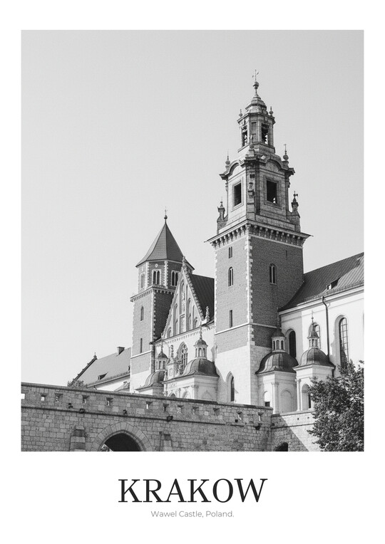 Wawel Castle - Black & White Architecture Poster